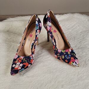 Penny Loves Kenny Blue Floral High Heels Sz 10M